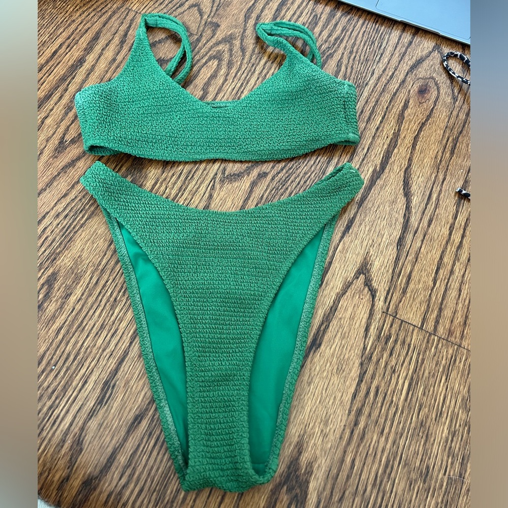 Pacsun Green Textured Bikini Set